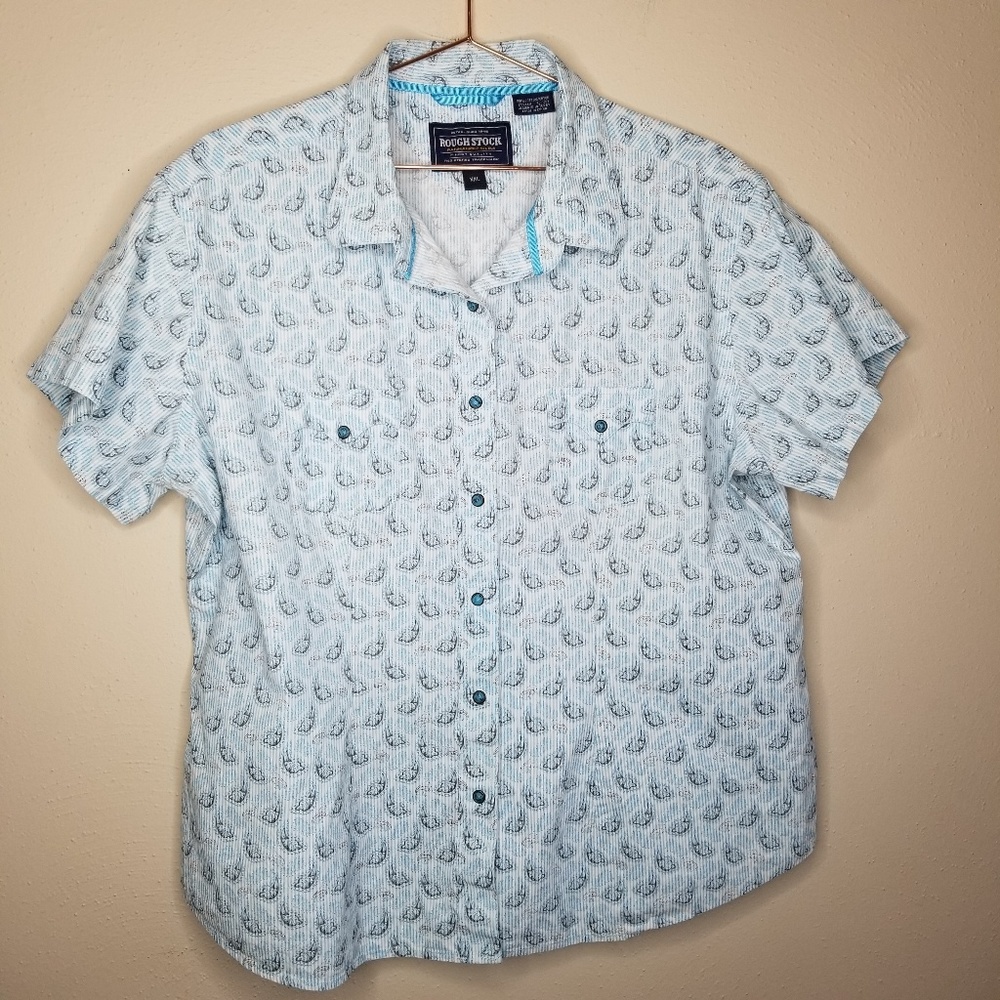 Rough stock turquoise snap up shirt (h)